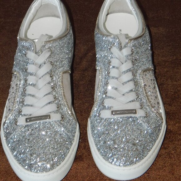 Alessandro Dell’ Acqua Leather Lace-up Glitter Rhinestone Sneaker Shoe US 9B NIB - Picture 2 of 11